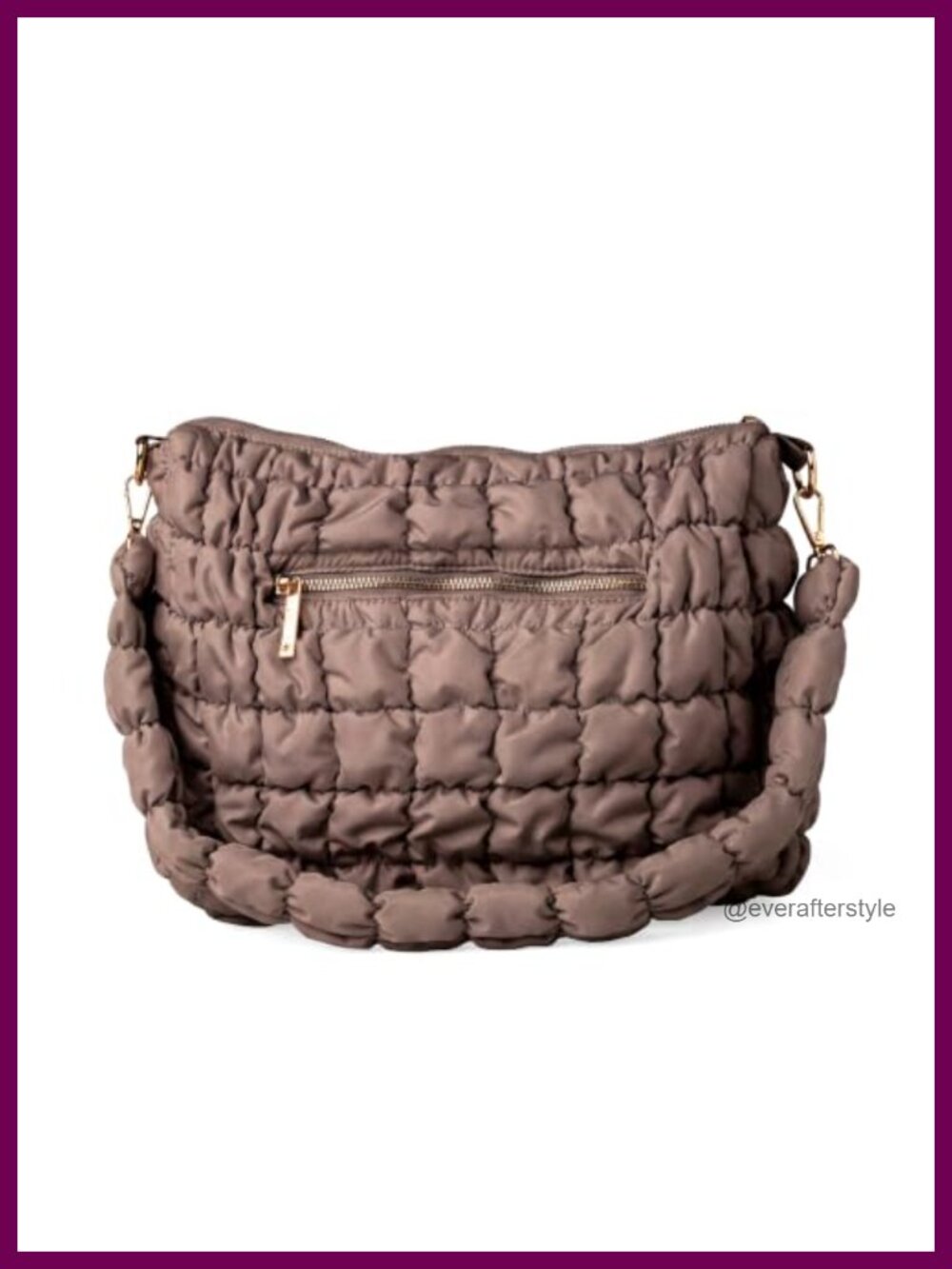 Quilted Puffer Shoulder Bag Lightweight Hobo Purse Removable Strap Zip Pockets
